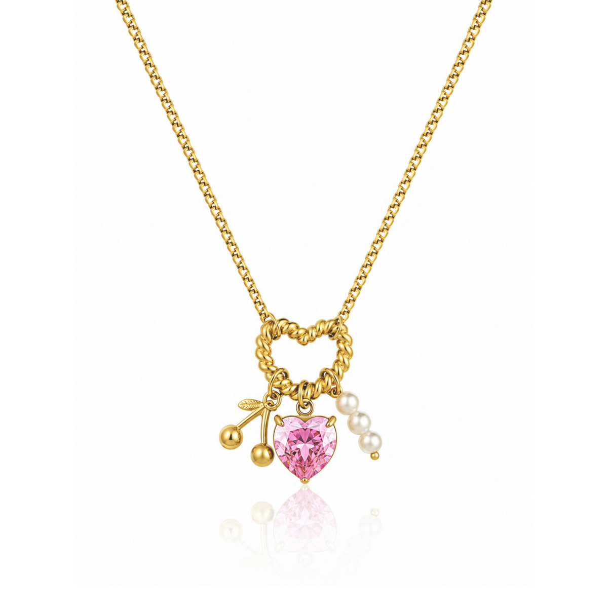 Pink Heart Charm Necklace