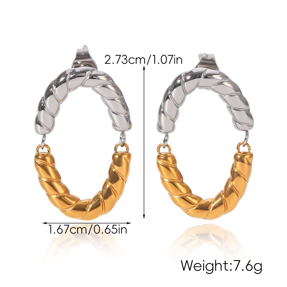 Oval Hollow Circle Stud Earrings