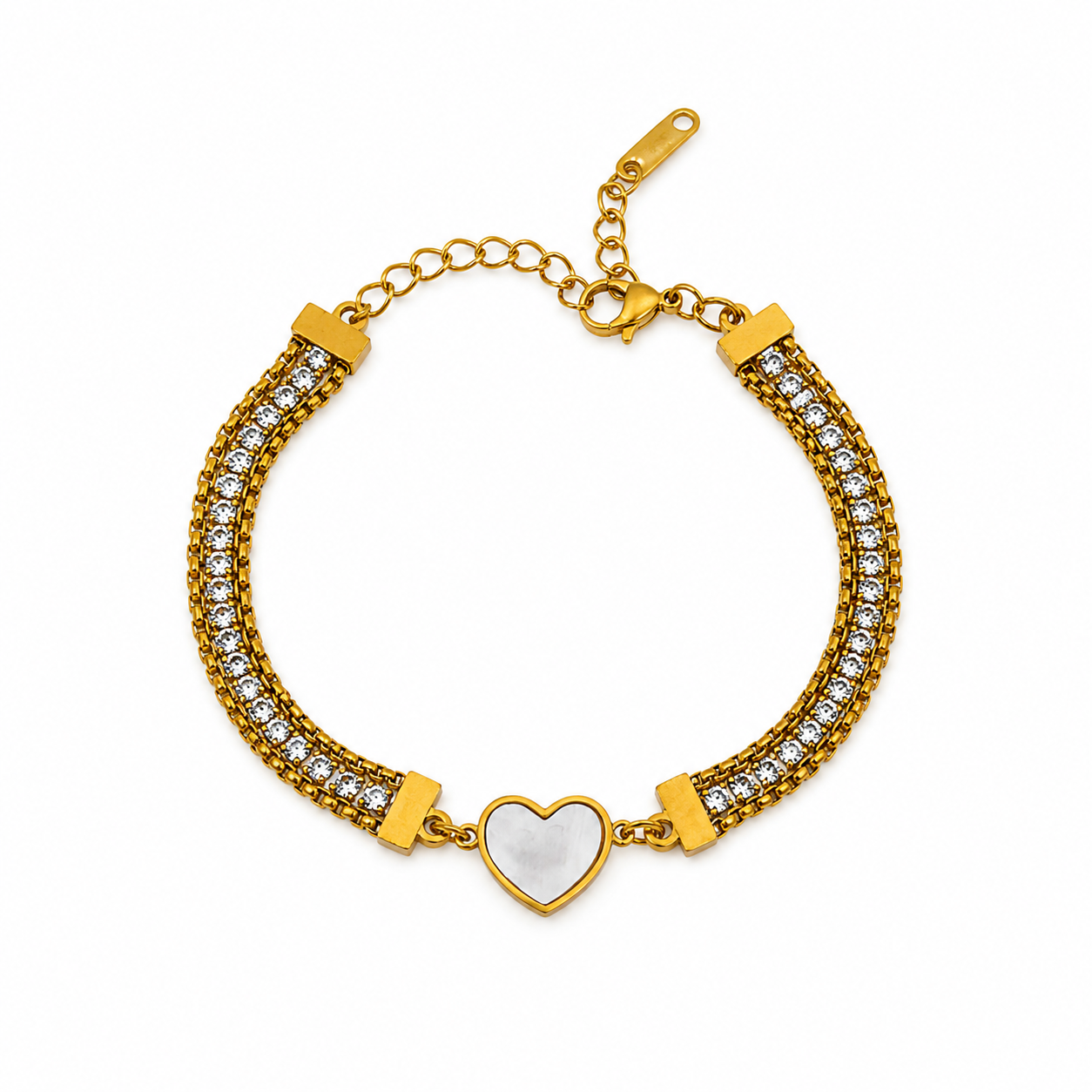 Tennis Trio Heart Bracelet