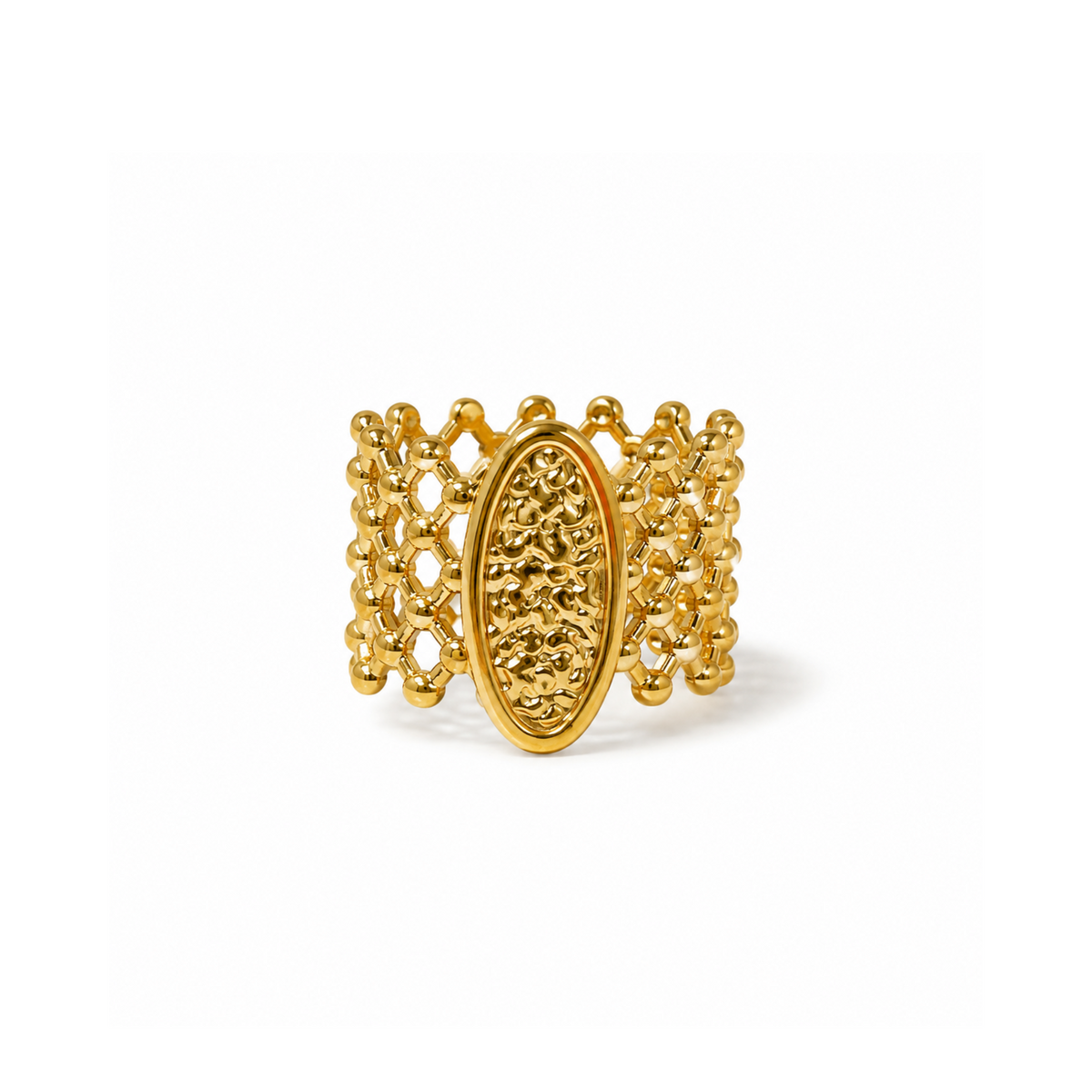 Ornate Beaded Statement Ring