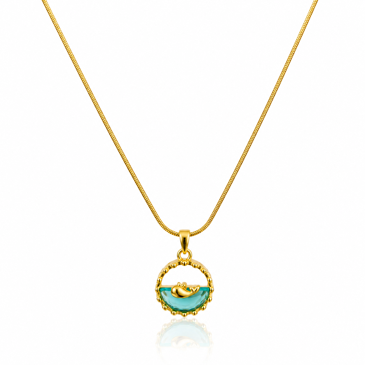 Blue Whale Necklace Gold