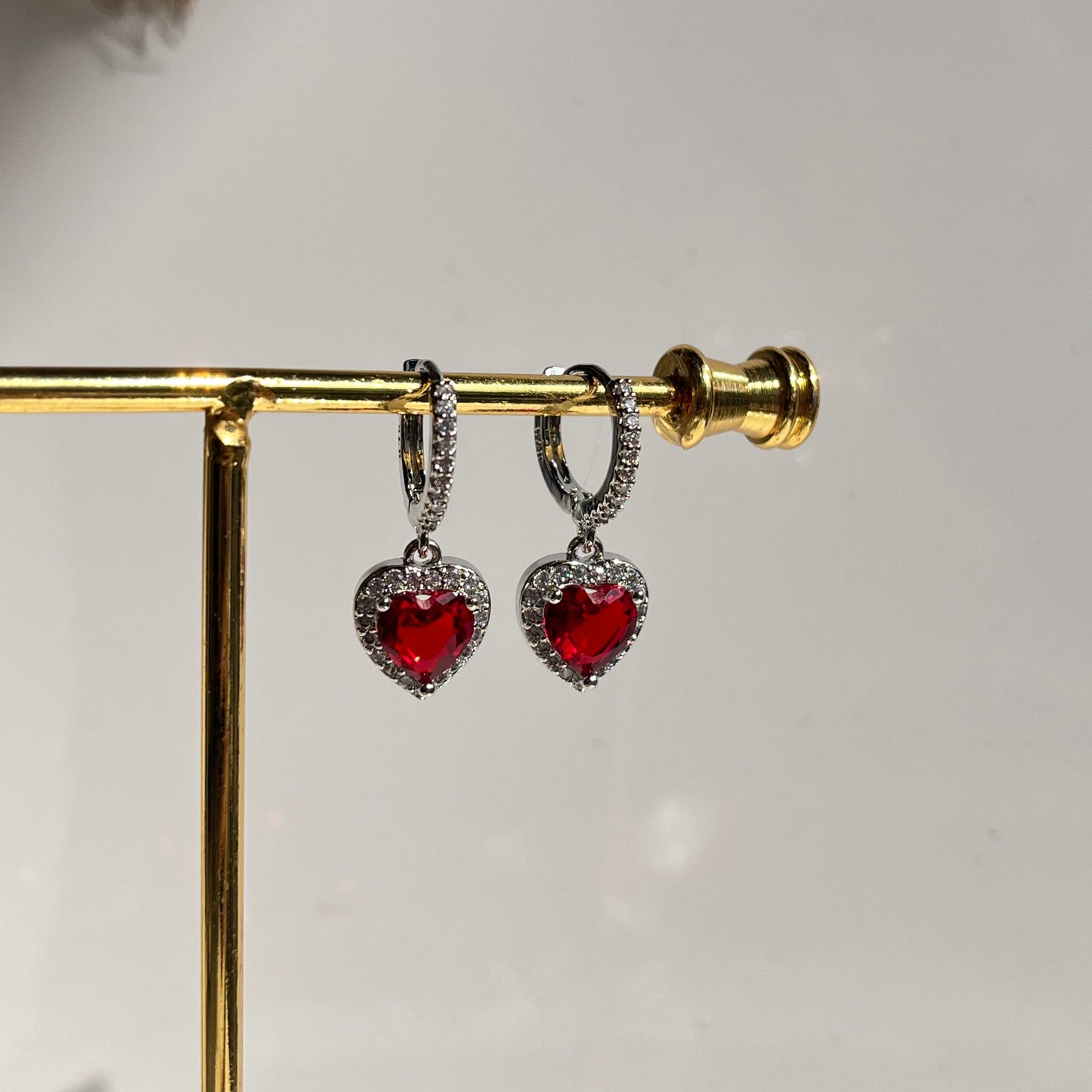 Red Heart Earrings #Silver