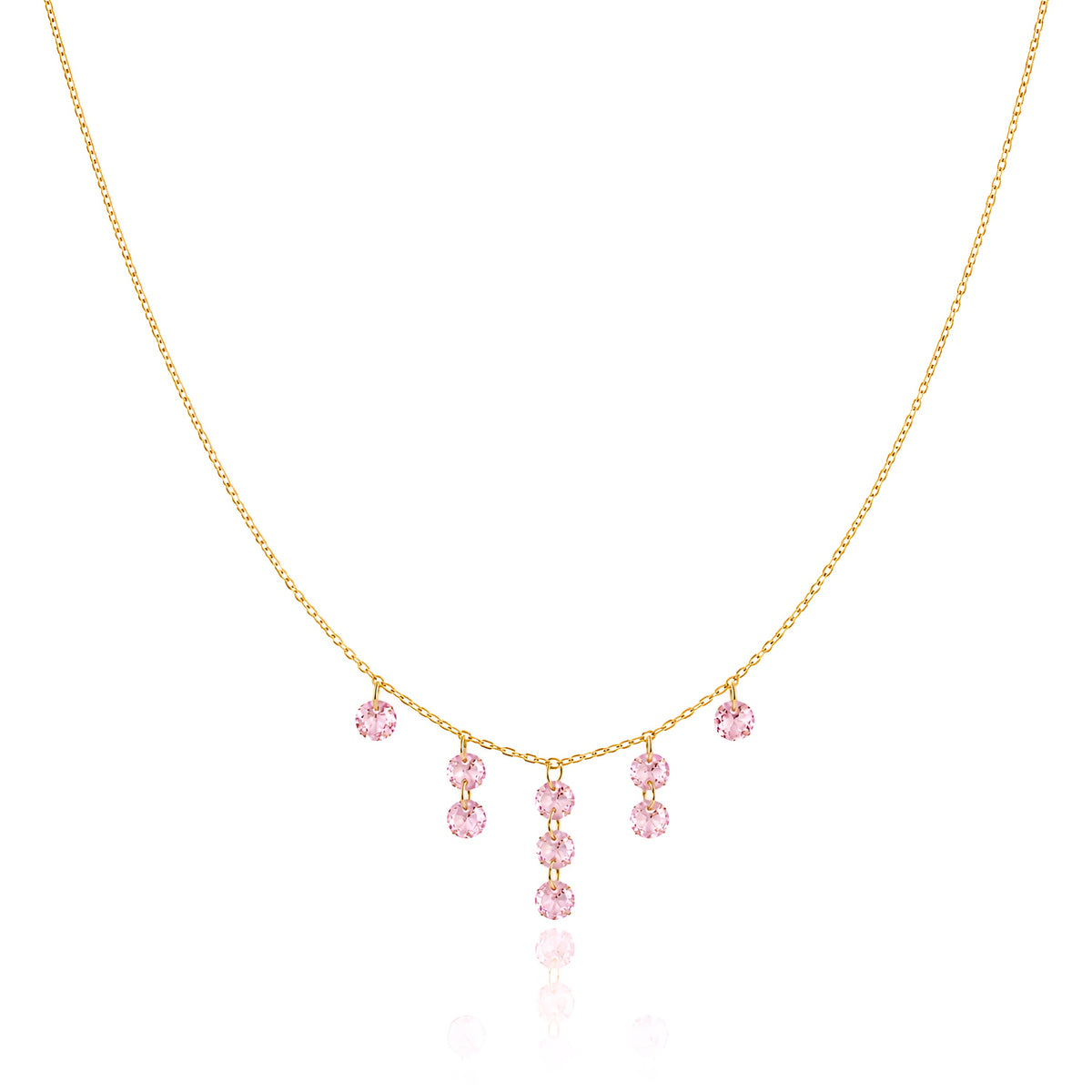 Pink Crystal Cascade Necklace