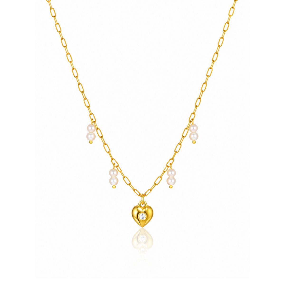 Charm Pearl Heart Necklace