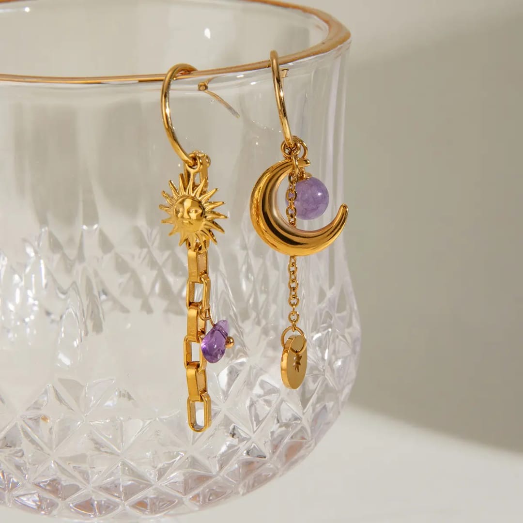 Sun Moon Drop Earrings