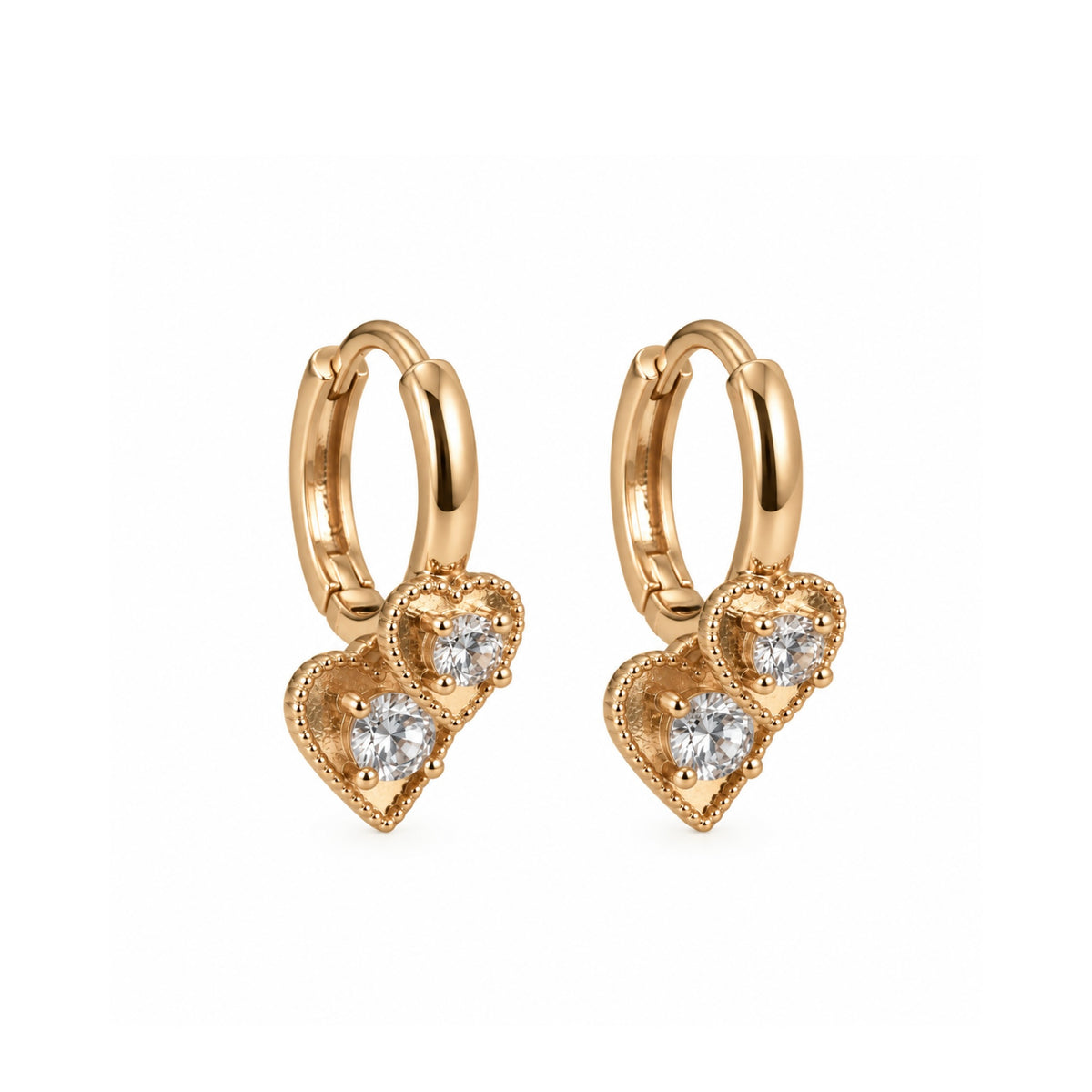 Amora Double Heart Hoops