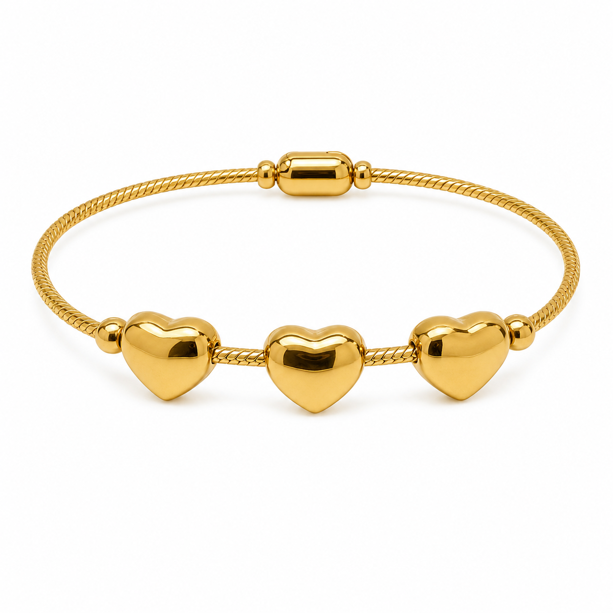 Chunky Trio Heart Magnet Bangle