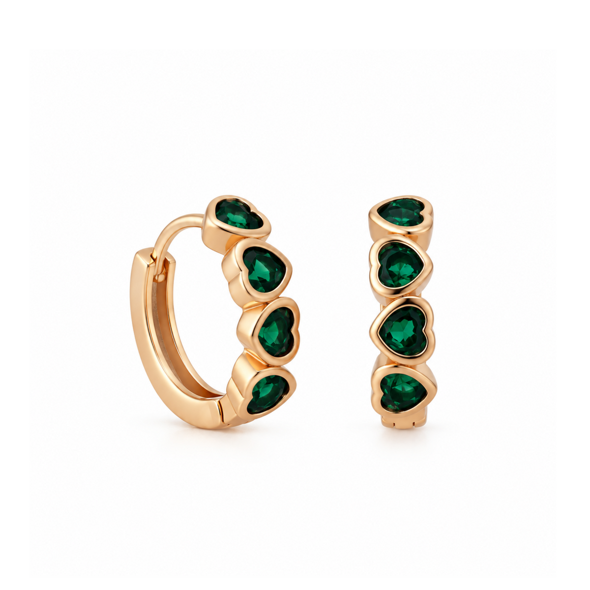 Emerald Heart Hoops