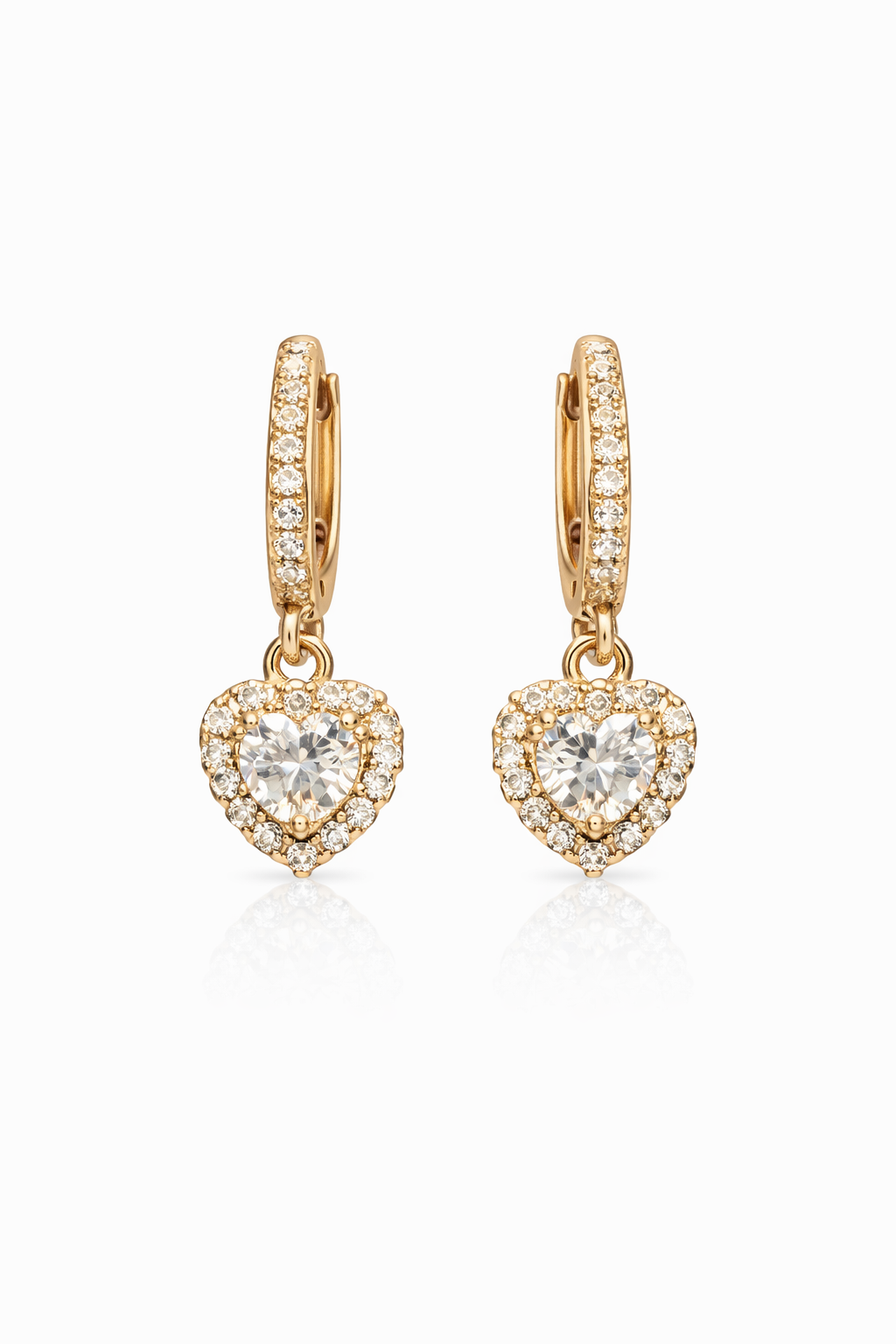 White Heart Earrings