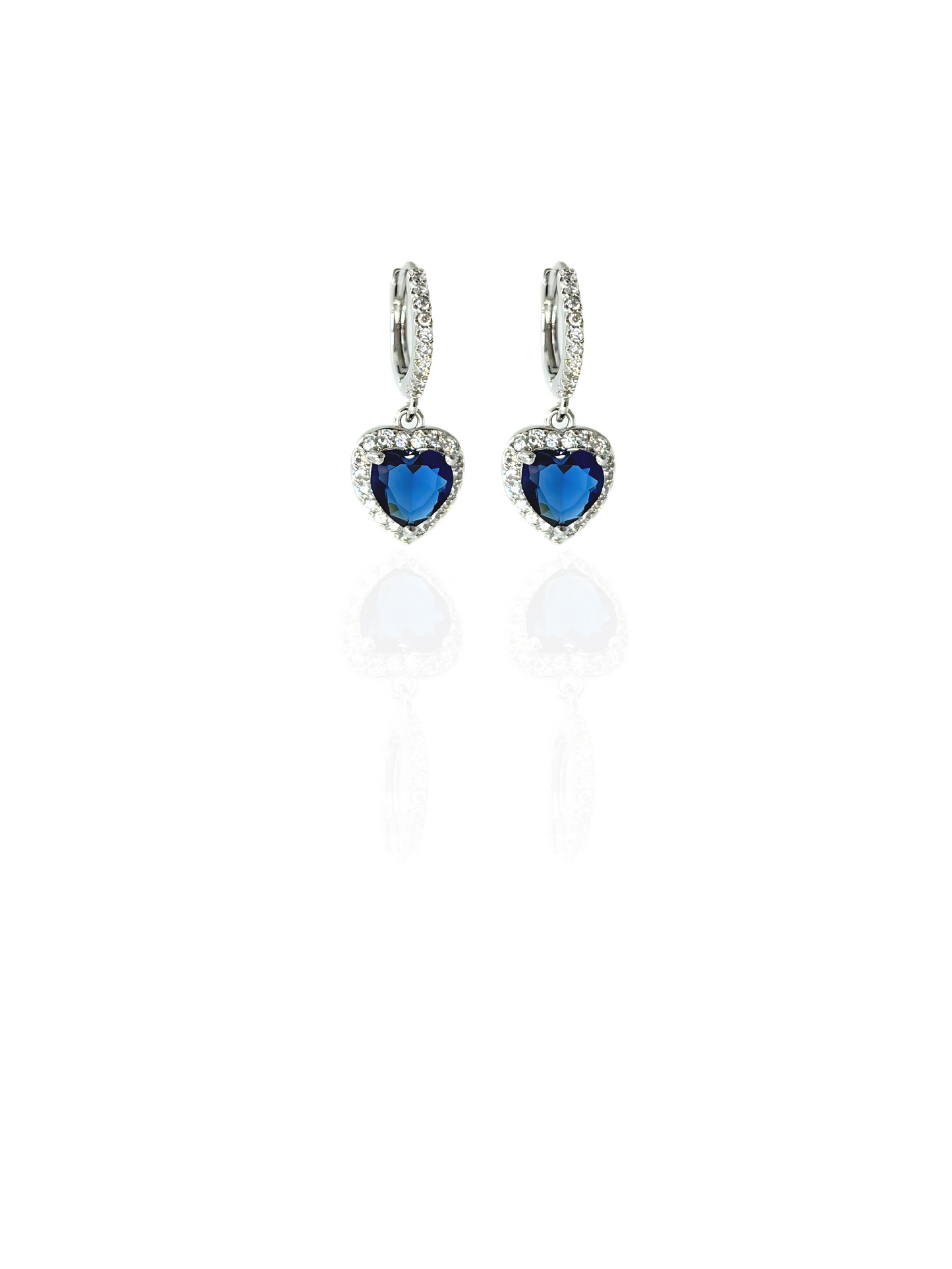 Blue Heart Earrings #Silver