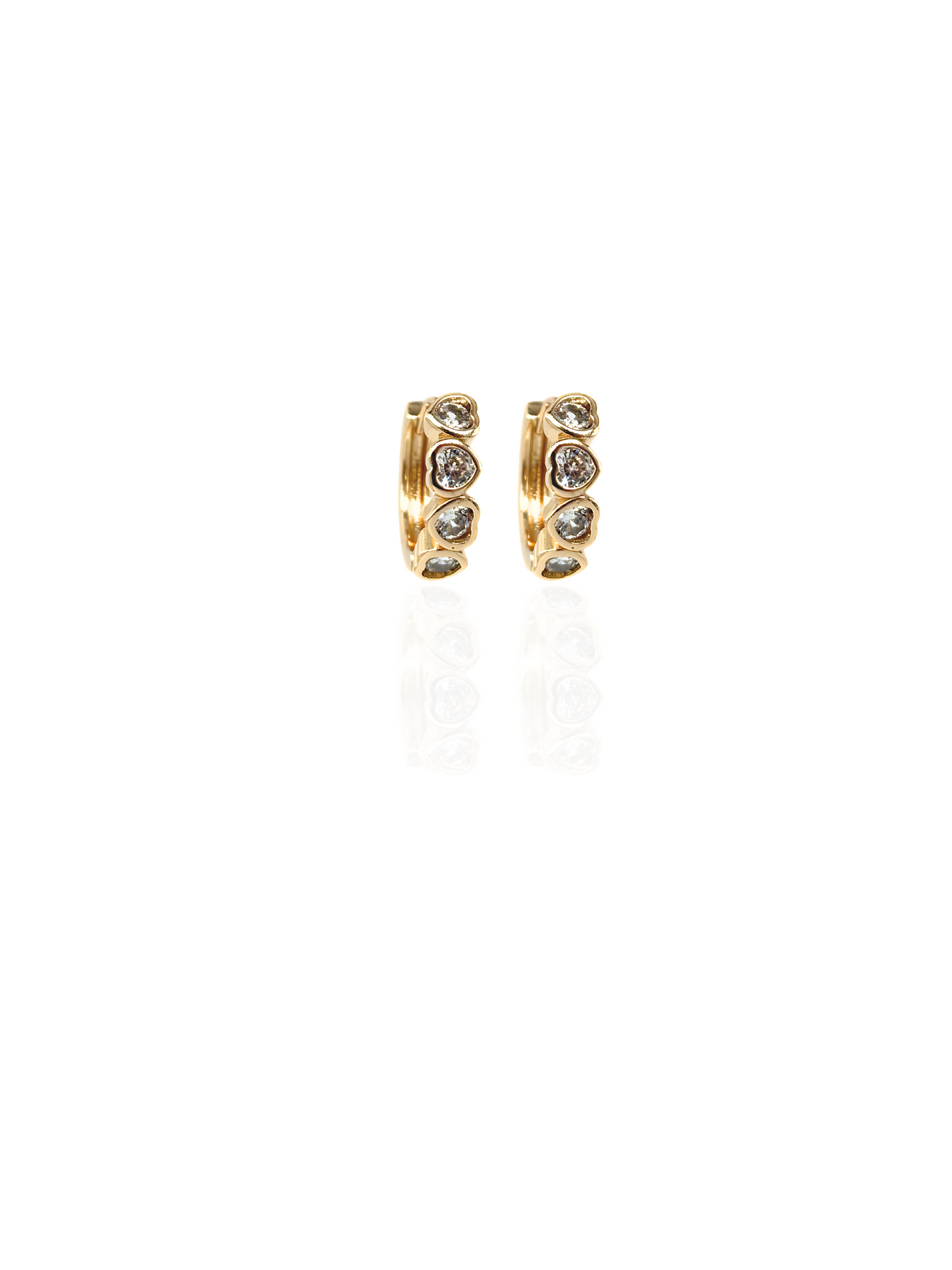 Mini Heart Hoop Earrings White