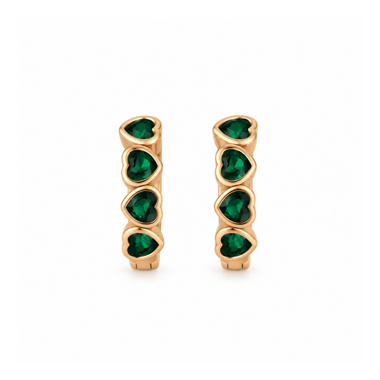 Emerald Heart Hoops