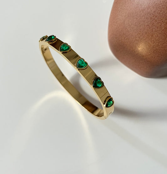 Heart Emerald Bangle