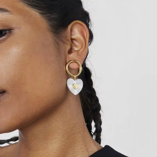 Chunky Two Tone Heart Earrings