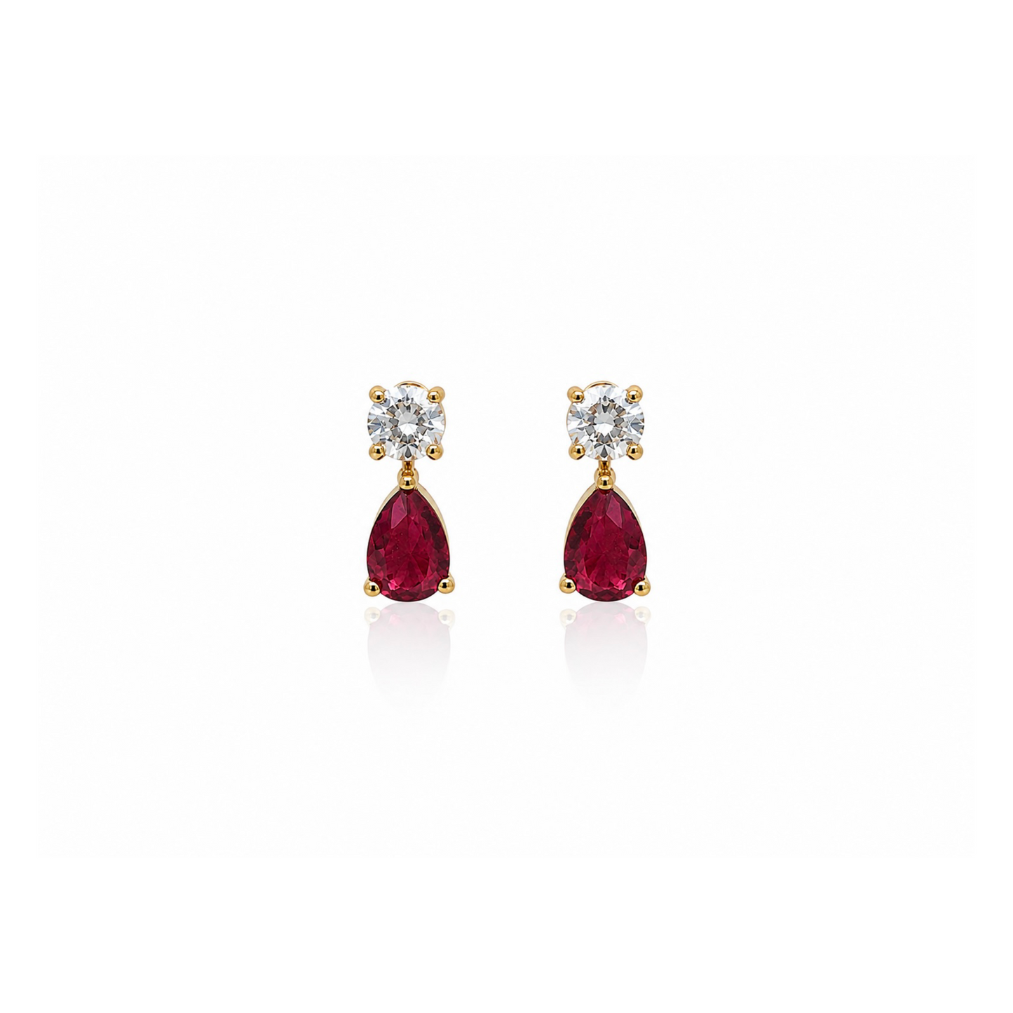 Tiny Ruby Dewdrop Earrings