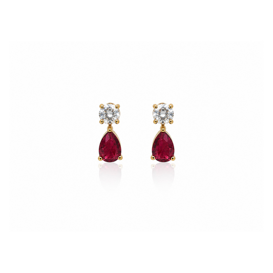 Tiny Ruby Dewdrop Earrings