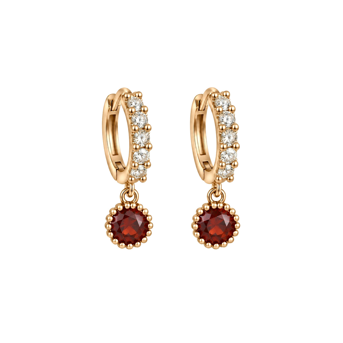 Ruby Glow Drop Hoops