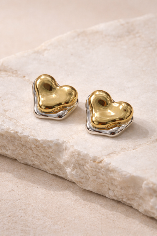 Double Heart Duo Stud