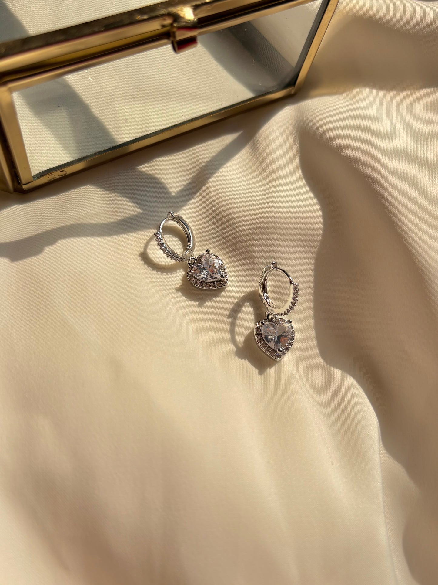 White Heart Earrings #Silver