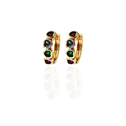 Mini Heart Hoop Earrings Colorful