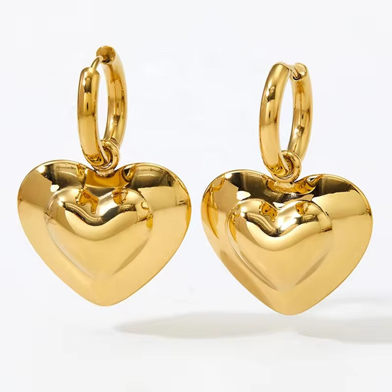 Chunky Heart Drop Earrings