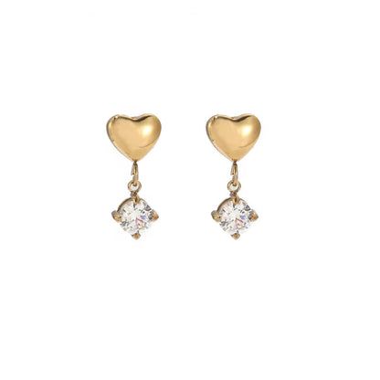 Heart Drop Stone Earrings
