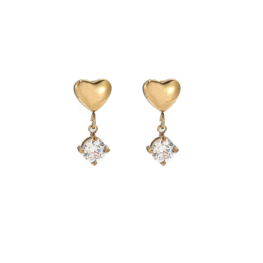 Heart Drop Stone Earrings
