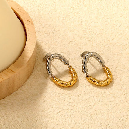 Oval Hollow Circle Stud Earrings