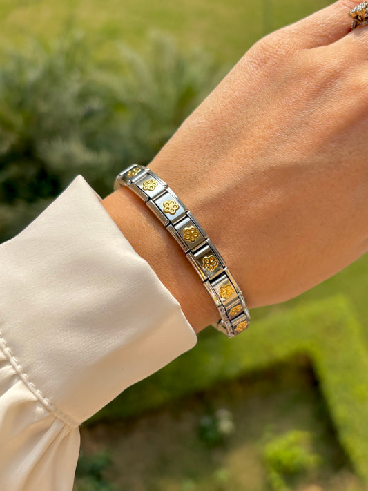 Dual Tone Flower Bracelet