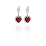 Red Heart Earrings #Silver