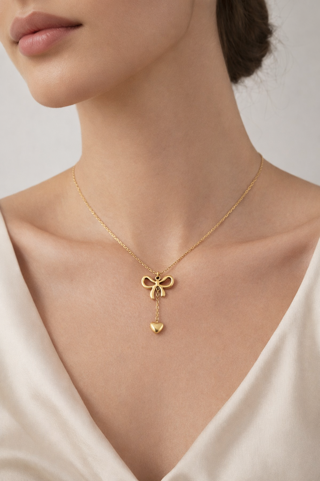 Bow Heart Necklace