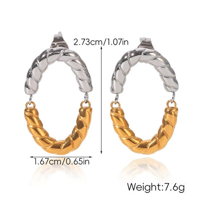 Oval Hollow Circle Stud Earrings