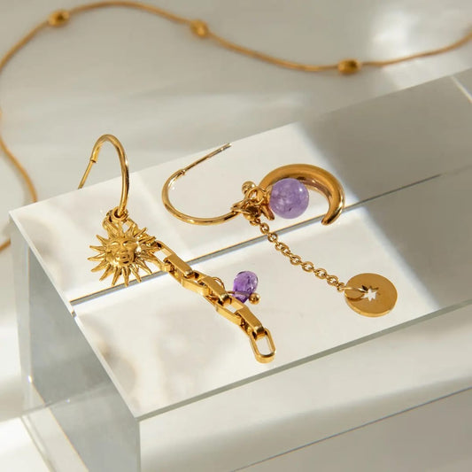 Sun Moon Drop Earrings