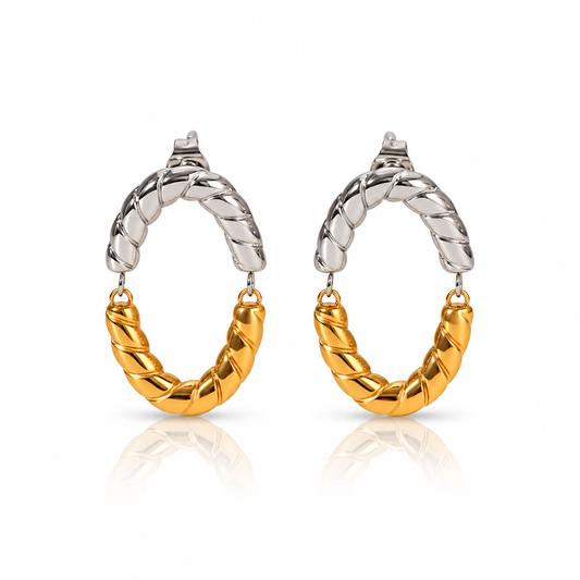 Oval Hollow Circle Stud Earrings