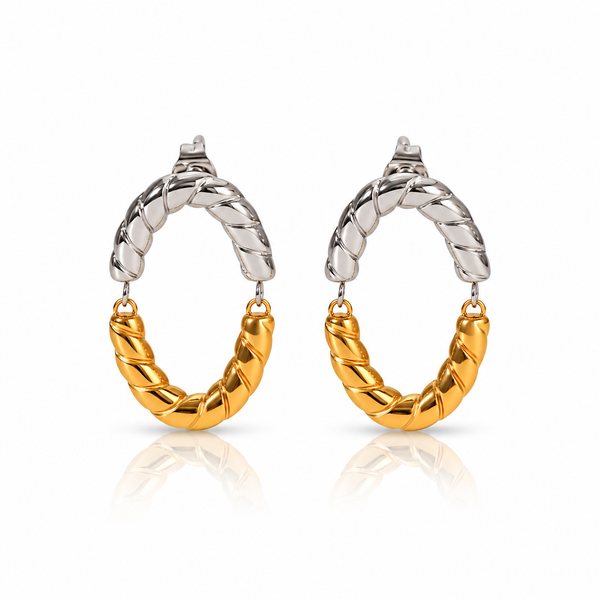 Oval Hollow Circle Stud Earrings
