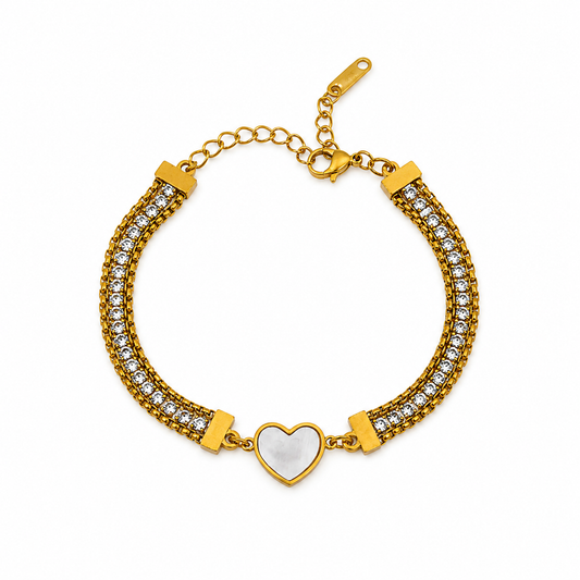 Tennis Trio Heart Bracelet