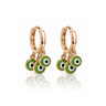 Olive Evil Eye Charm Hoops