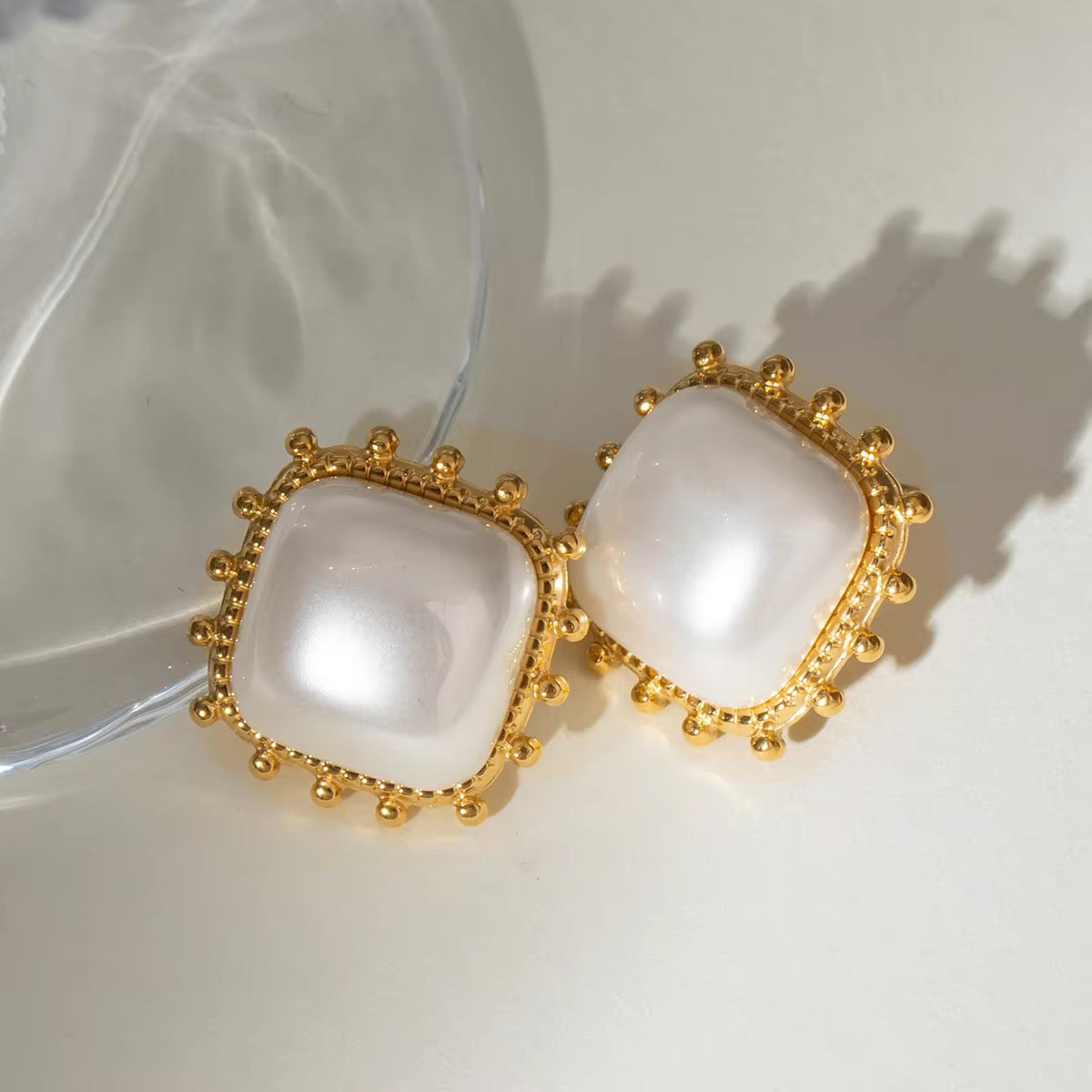 Square Pearl Stud