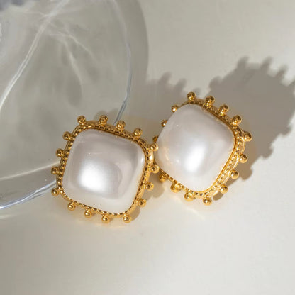 Square Pearl Stud