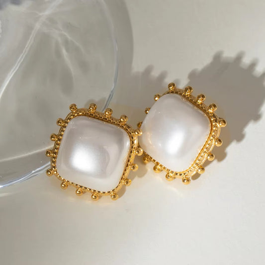 Square Pearl Stud