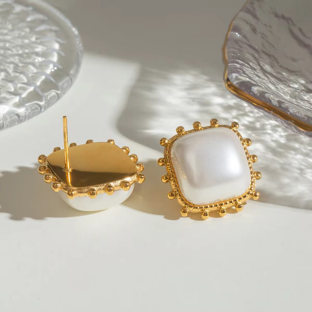 Square Pearl Stud