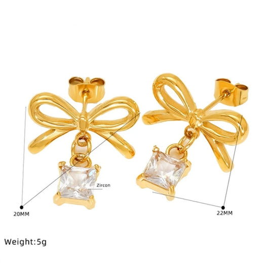 Bow Square Earrings