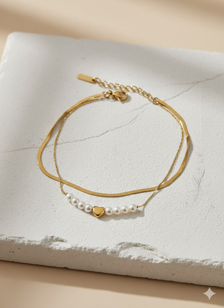 Heart Pearl Anklet