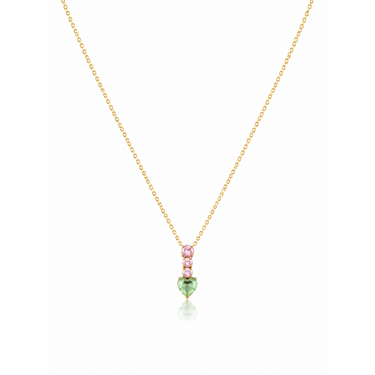 Pink & Green Heart Pendant Necklace