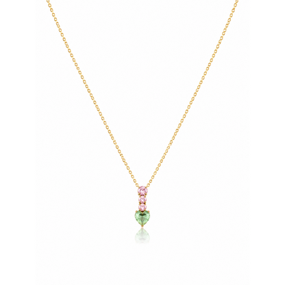 Pink & Green Heart Pendant Necklace
