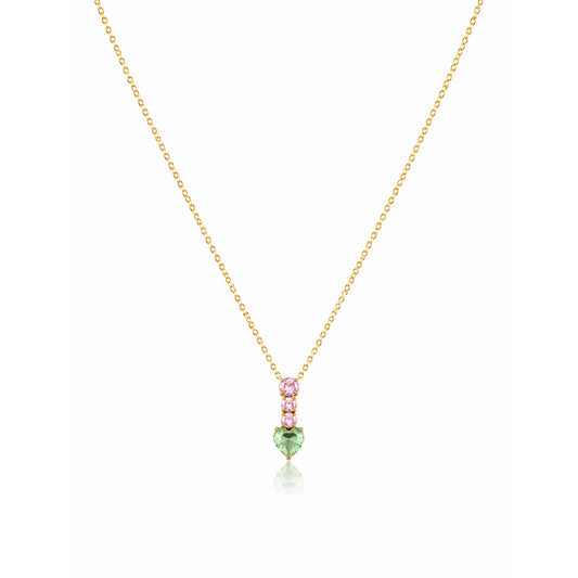 Pink & Green Heart Pendant Necklace