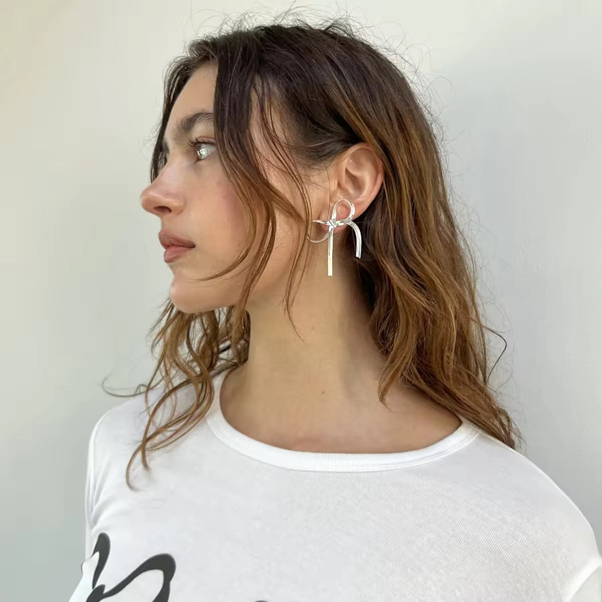 Silver Bow Earrings