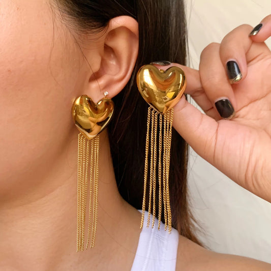 Heart Frill Drop Earrings