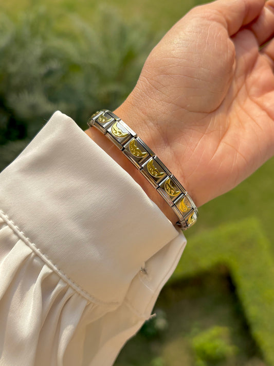 Dual Tone Moon Bracelet