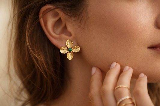 Emerald Flower Earrings